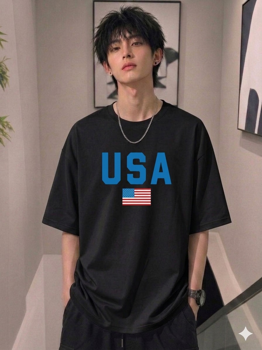 Stylish Drop Shoulder Cotton T-Shirt for Men
